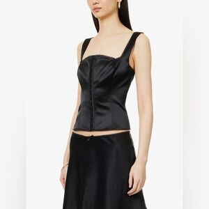 Reformation 100% Silk Tagliatelle Black Corset-Style Top
